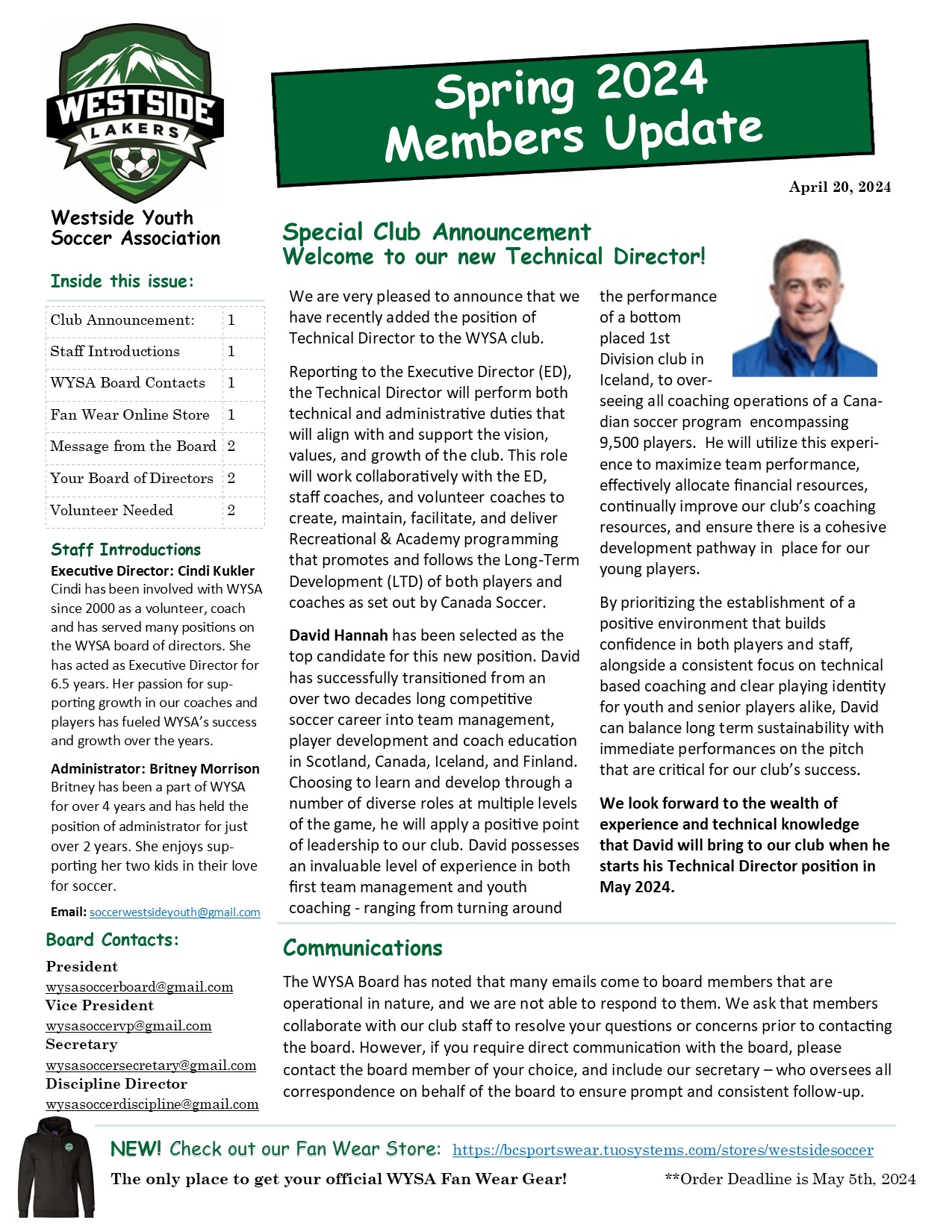 Spring 2024 Newsletter Westside Youth Soccer Association